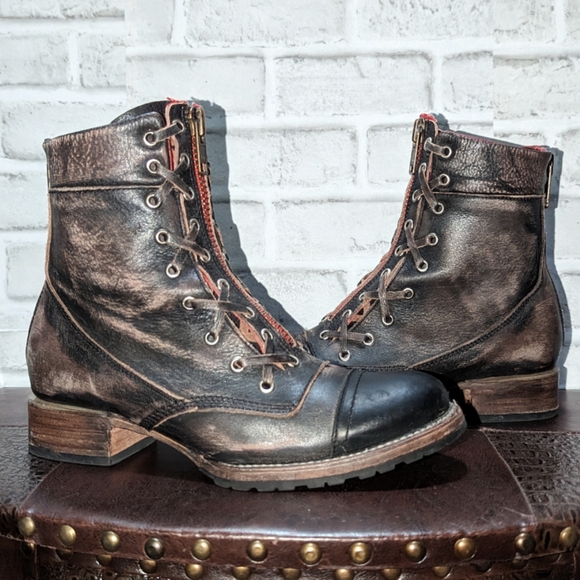 Freebird Liverpool Boot Size 9 RED ZIPPER Distressed Brown - Picture 4 of 11